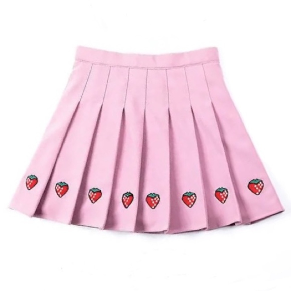 🍓 STRAWBERRY PIXEL HIGH WAISTED PLEATED SKIRT 🍓